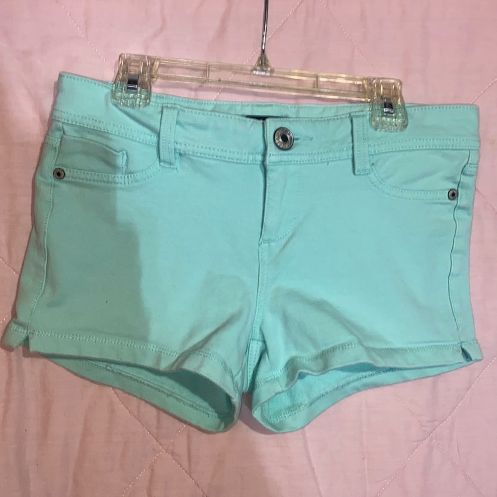 Mint colored, soft teen shorts